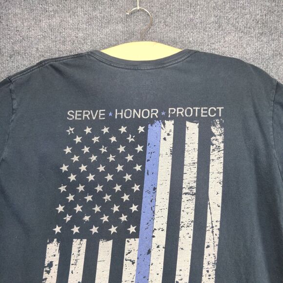 2AUSA T Shirt Mens Size XL Support Police Thin Blue Line Flag United We Stand - Picture 10 of 13